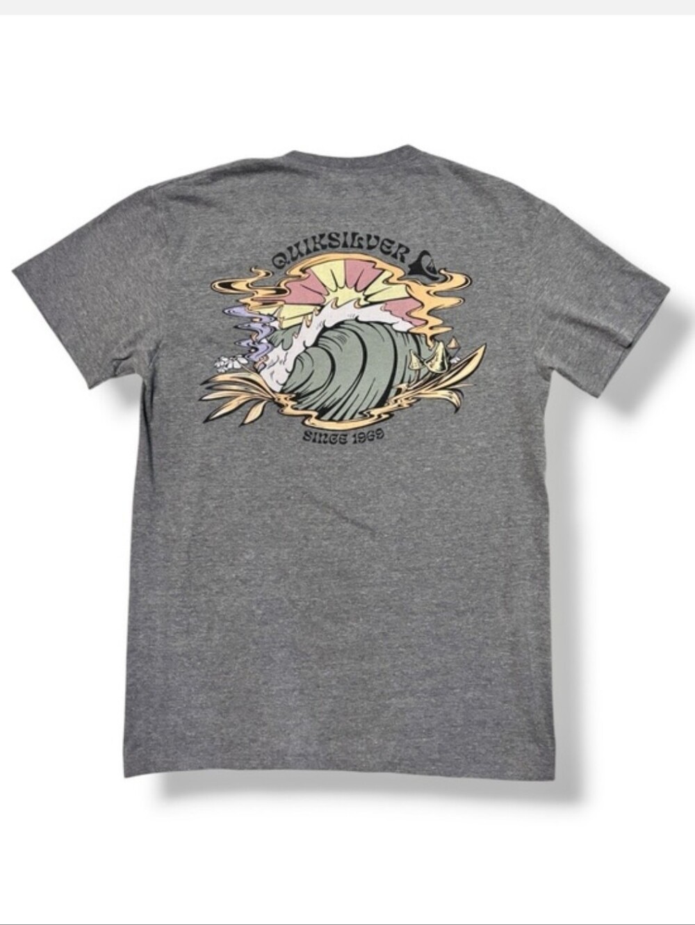 QUICKSILVER Smokey Scene Short Sleeve T-Shirt Heather Grey Size Medium